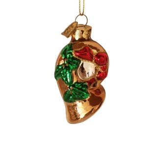 Glass Horn Ornament, Vintage Blown Glass Orament Thomas Pacconi Christmas French Horn Instrument 2003