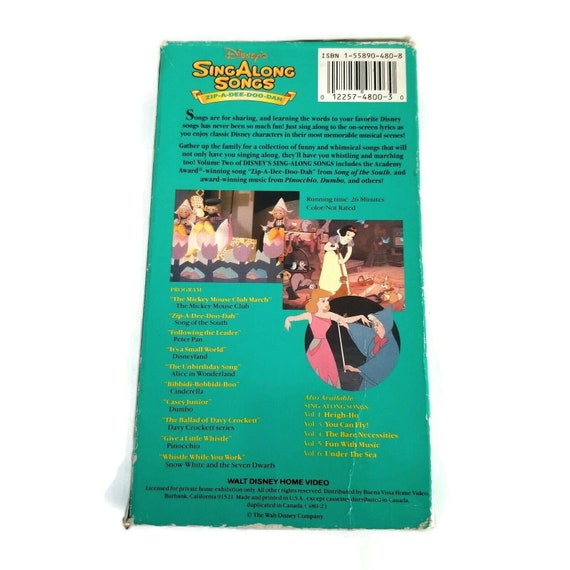 Disney's Sing Along Songs Zip A Dee Doo Dah VHS Briar Rabbit