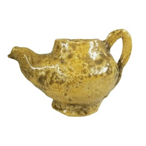 Studio Art Pottery Teapot Ugly Boho Mustard Yellow Bumpy Lumpy Kid Art SIGNED, clay teapot, little teapot, Art Pottery, Art Pottery teapot