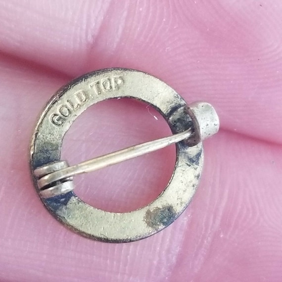 Vintage Lingerie Pin Round Circle Gold Toned 1/2 inch… Gem