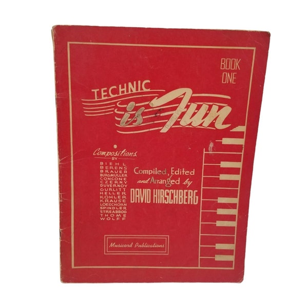 Technic Is Fun Book One Piano David Hirschberg vintage 1941 Partitions pour débutants, Partitions illustrées, Partitions vintage