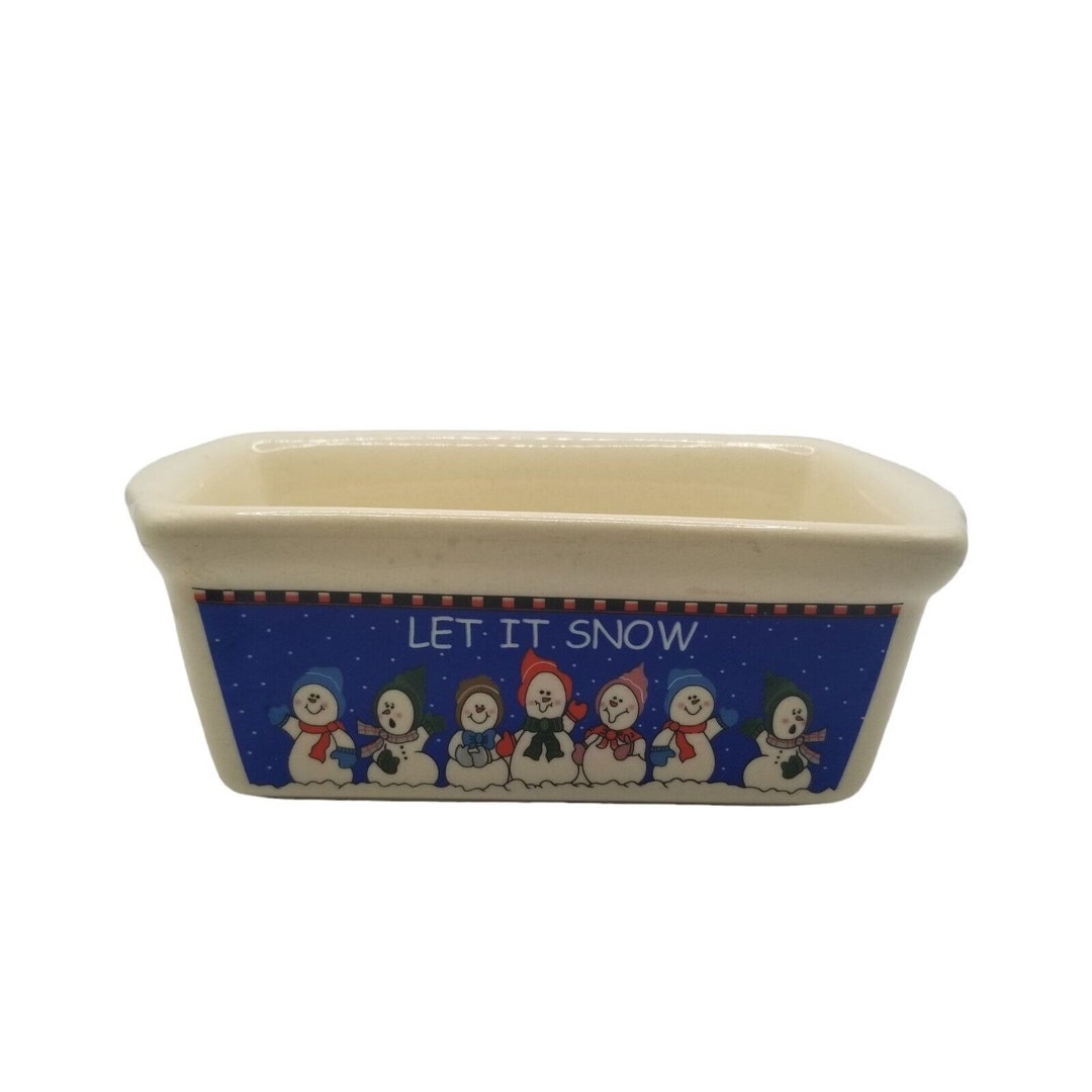 Holiday Let It Snow Snowmen Christmas Ceramic Mini Loaf Pan LTD