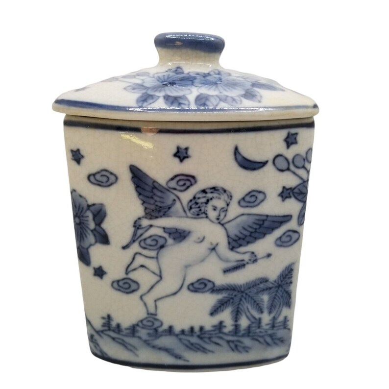 Blue and White Japan Porcelain Canister Set of 3 Chinoiserie Etsy