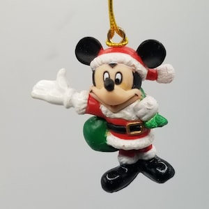 Vintage Christmas Ornament Mini Miniature Disney Mickey Mouse Santa Outfit Xmas