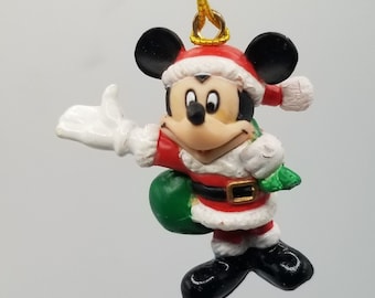 Vintage Christmas Ornament Mini Miniature Disney Mickey Mouse Santa Outfit Xmas