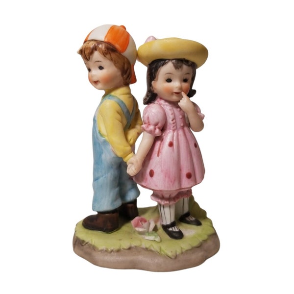 Vintage Lefton Figurine Girl & Boy Holding Hands Knick Knack Love Children Kids