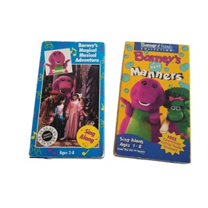 Barney VHS Lot Beste Manners & Magisches Musikalisches Abenteuer Lila Dinosaurier Baby Bop