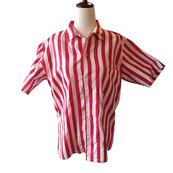 Vintage Shirt Woman M Red White Stripes Angelica … - image 1
