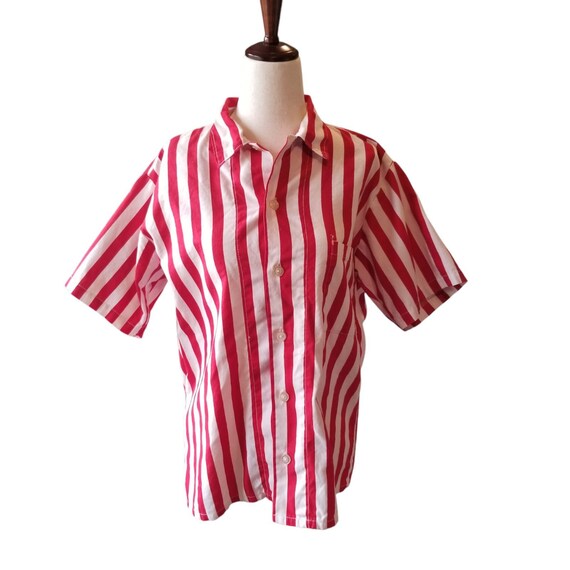 Vintage Shirt Woman M Red White Stripes Angelica … - image 2