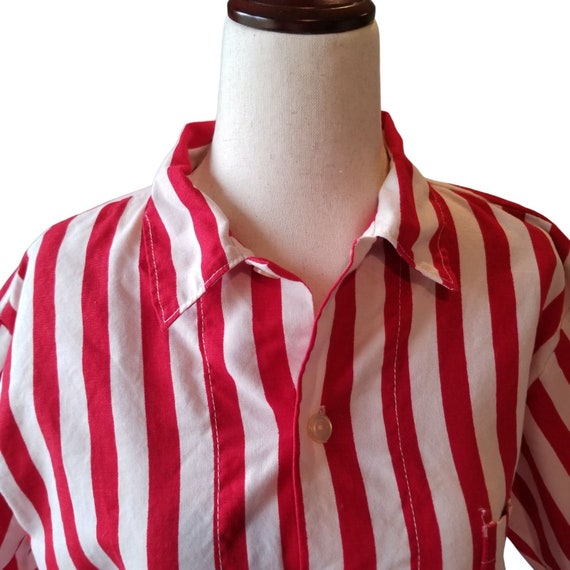 Vintage Shirt Woman M Red White Stripes Angelica … - image 3