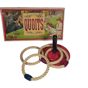 Quoits Vintage Game Milton Bradley 4705 Complete Ring Toss USA Indoor outdoor