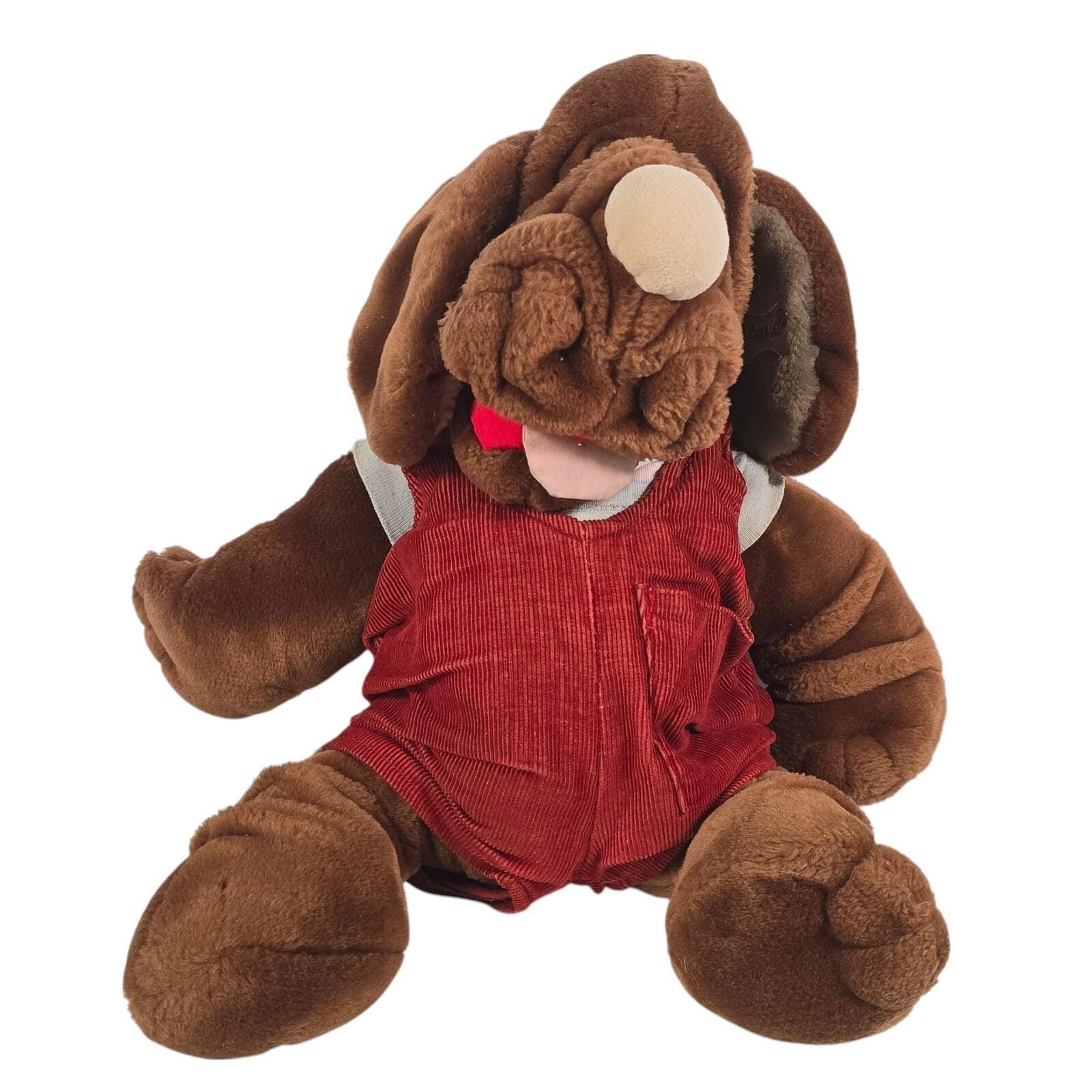 Vintage Wrinkles Dog Plush Hand Puppet Ganz Bros 1981 Plush Red