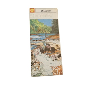 Vintage Karte 1973 Shell Tankstelle Wisconsin State Road Map Travel Ephemera, Vintage Petroleum, Vintage Tankstelle, Handschuhfach Karte,