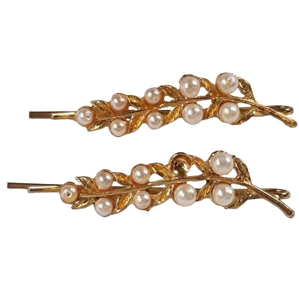 Decorative Bobby Pins Pear Gold Tone Leaves Plant Hair Accessory Hairpin Jewelry