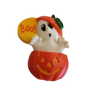 Vintage Halloween Pin Hallmark Ghost Pumpkin Boo Jewelry Plastic Children Kids