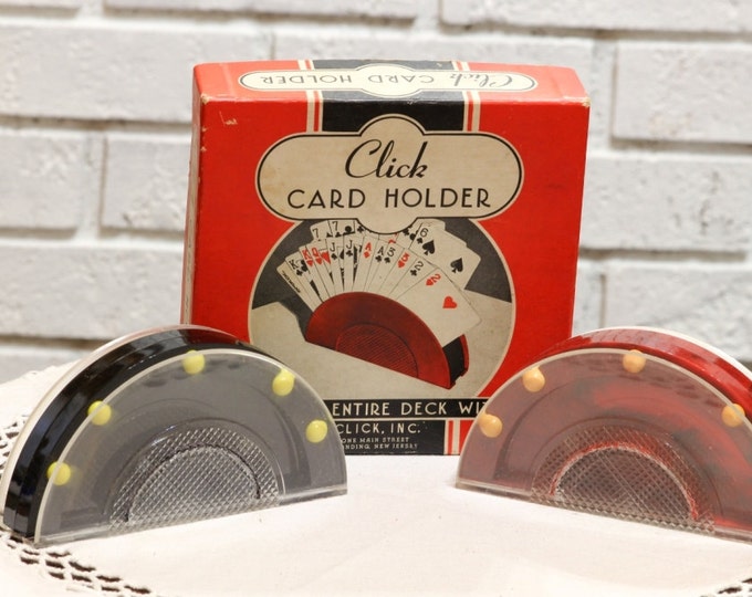 Vintage Playing Card Holder CLICK INC With Art Deco Box Etsy