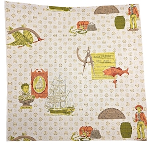 Échantillon de papier peint vintage des années 70 pour les navires maritimes rétro, maison de poupée