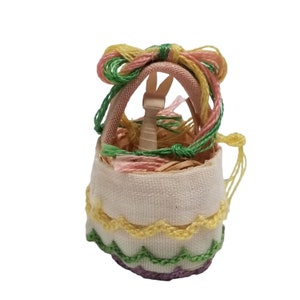 Dollhouse Accessories Easter Bunny Basket Handmade Vintage Miniature Decorative