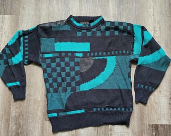 Vintage uniforme code Vintage jaren '90 trui getextureerd abstract Cosby leer medium