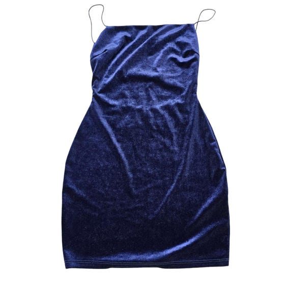 Buy Y2K Velvet Dress Womens Small Navy Blue Mini Windsor Strappy Open Back  90s Party Online in India - Etsy