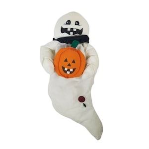 Halloween Regal Sitter GHOST mit Kürbislaterne Primitive Feiertagsdekoration Bauernhaus Halloween Country Folk Halloween