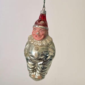 Antique Clown Ornament Hand Blown Mercury Glass Christmas Germany Holiday Vintage