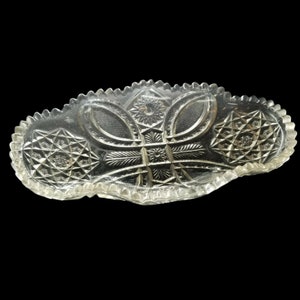 Vintage American Brilliant Cut Glass RELISH DISH Clear Glass Serveware Trinket