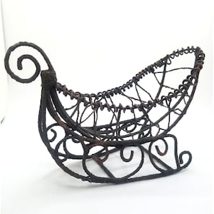 Primitive Sleigh Christmas Decoration Holiday ,Woodland, Natural ,Wire Sleigh Santa Sleigh, Jingle Bells, Holiday Decor, Rustic Christmas