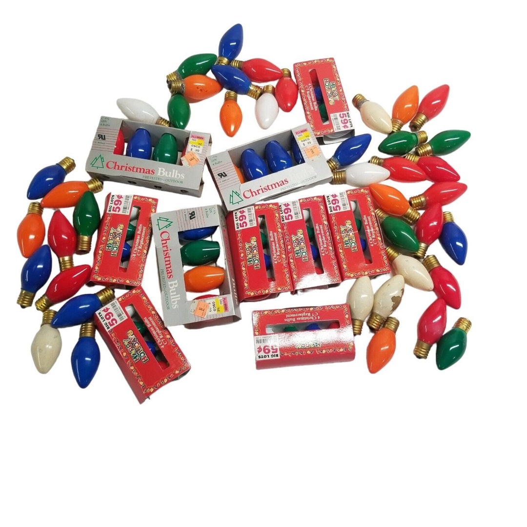 C7 C9 Christmas Light Bulbs Assorted Colors Large Lot Untested Crafting