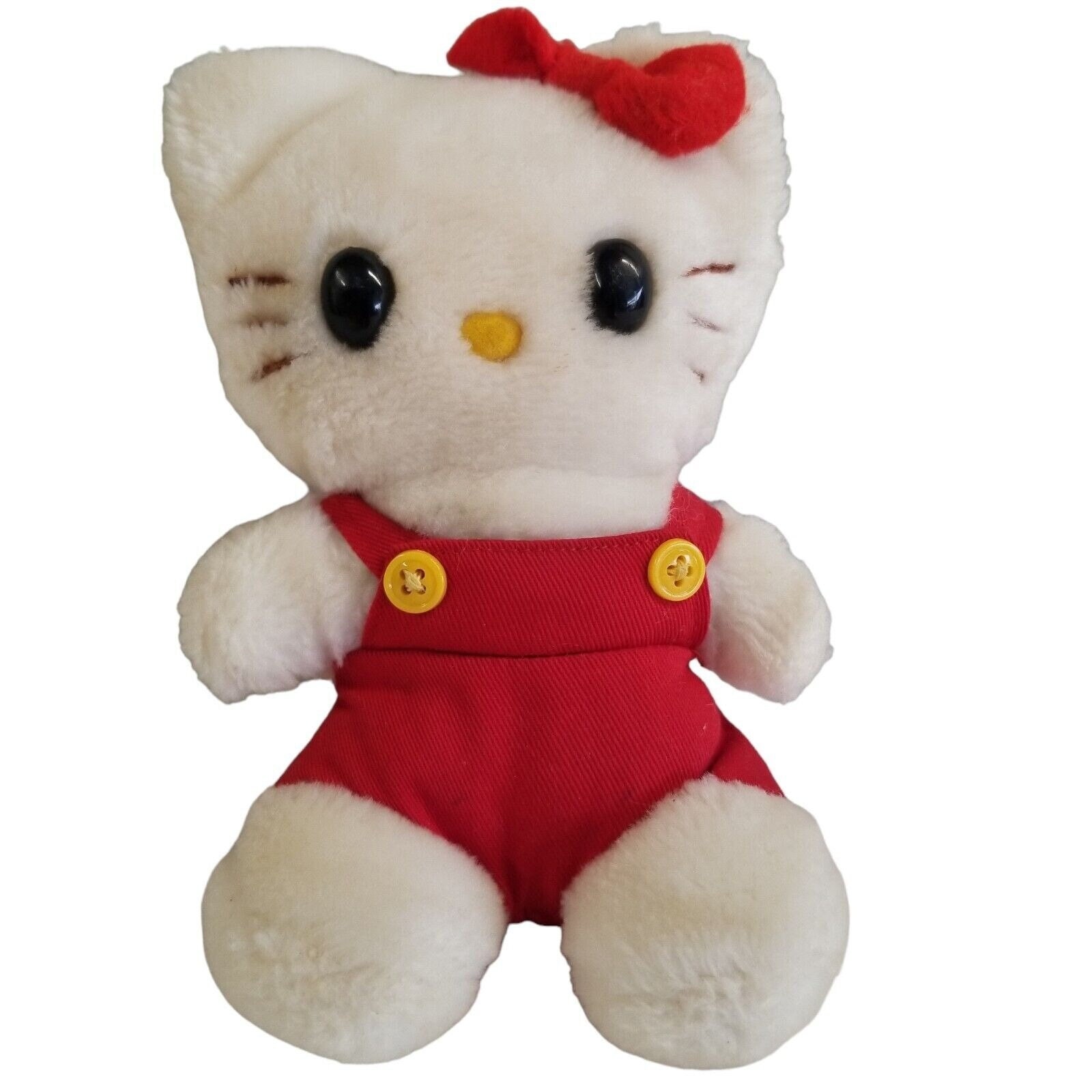Vintage 1983 Hello Kitty Plush Red Overalls Child Guidance Sanrio
