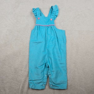 Vintage Baby Overalls Girls 18 Months Healthtex Ruffles Corduroy Jumper USA 80s