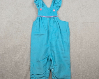 Vintage Baby Overalls Girls 18 Months Healthtex Ruffles Corduroy Jumper USA 80s