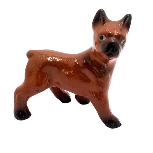 Vintage Dog Figurine BOXER Breed Standing Stance Brown Figure Japan Puppy Pup Knick Knack Shelf Decor Pet Owner Gift Collectable