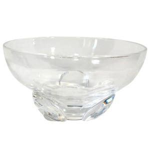 Steuben Bowl Thumbprint Glass Clear Crystal Signed Art Centerpiece 7 inch Luxury