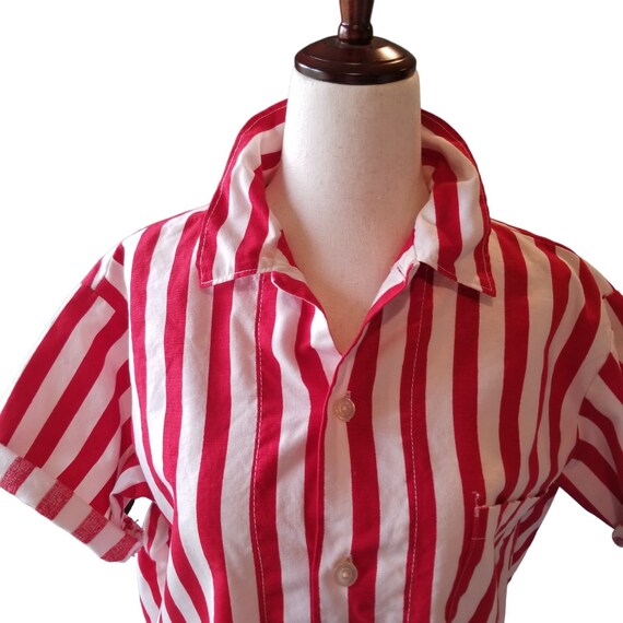 Vintage Shirt Woman M Red White Stripes Angelica … - image 7