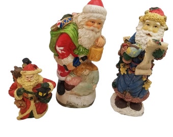 Vintage Santa Claus Figurine Lot Christmas Holiday Decor Figures Resin St. Nick