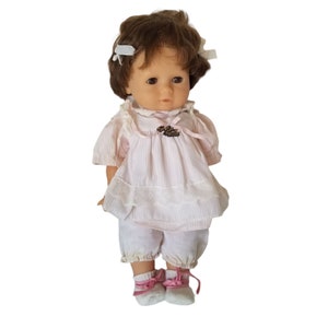 Vintage Gotz Modell Baby Doll Made in Italy 17&quot; Vinyl Brunette Open Close Eyes