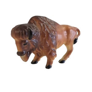 Vintage Buffalo Figurine Miniature Mini American Bison Figure Ceramic Animal