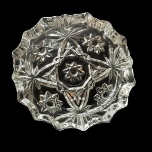 Vintage Ashtray trinket Dish Anchor Hocking Clear Cut Glass Decorative Star 4 in