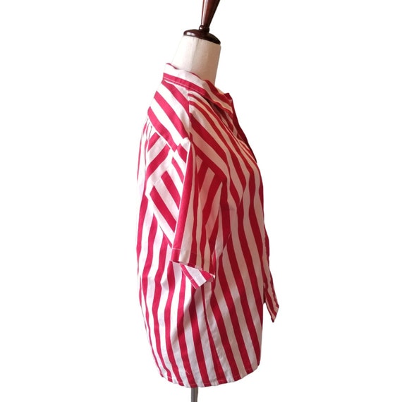 Vintage Shirt Woman M Red White Stripes Angelica … - image 4