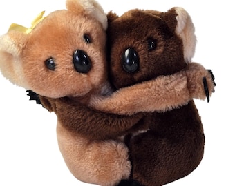 Vintage 1978 R Dakin Koala Bears Plush Hugging Pair Stuffed Animals Retro 1970s