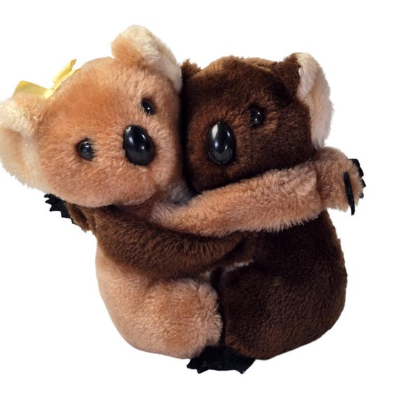 Vintage 1978 R Dakin Koala Bears Plush Hugging Pair Stuffed