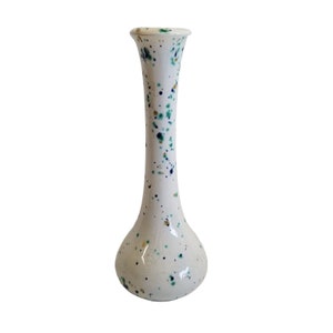 Vintage 1970s Art Pottery Bud Vase: Hand-Painted Speckled Ceramic