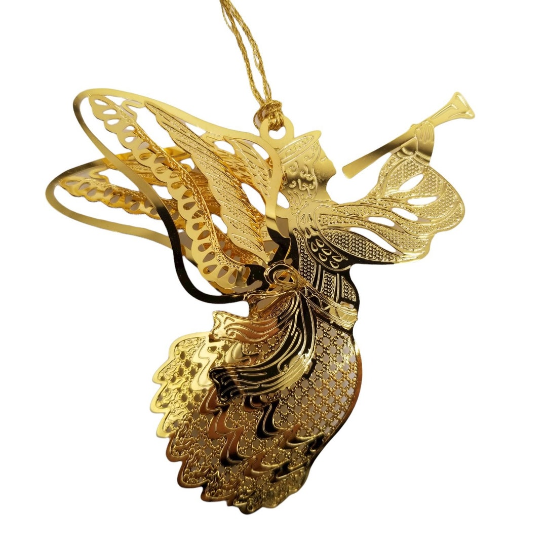Baldwin Christmas Ornament 24kt Gold Finished Brass Heralding Angel