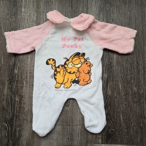 Garfield Baby Outfit My Pal Pooky Newborn One Piece Snaps Pink Terrycloth 80s