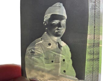 WWII US Army Soldier Photo Negative 1940s Third Army Uniform Military Portrait