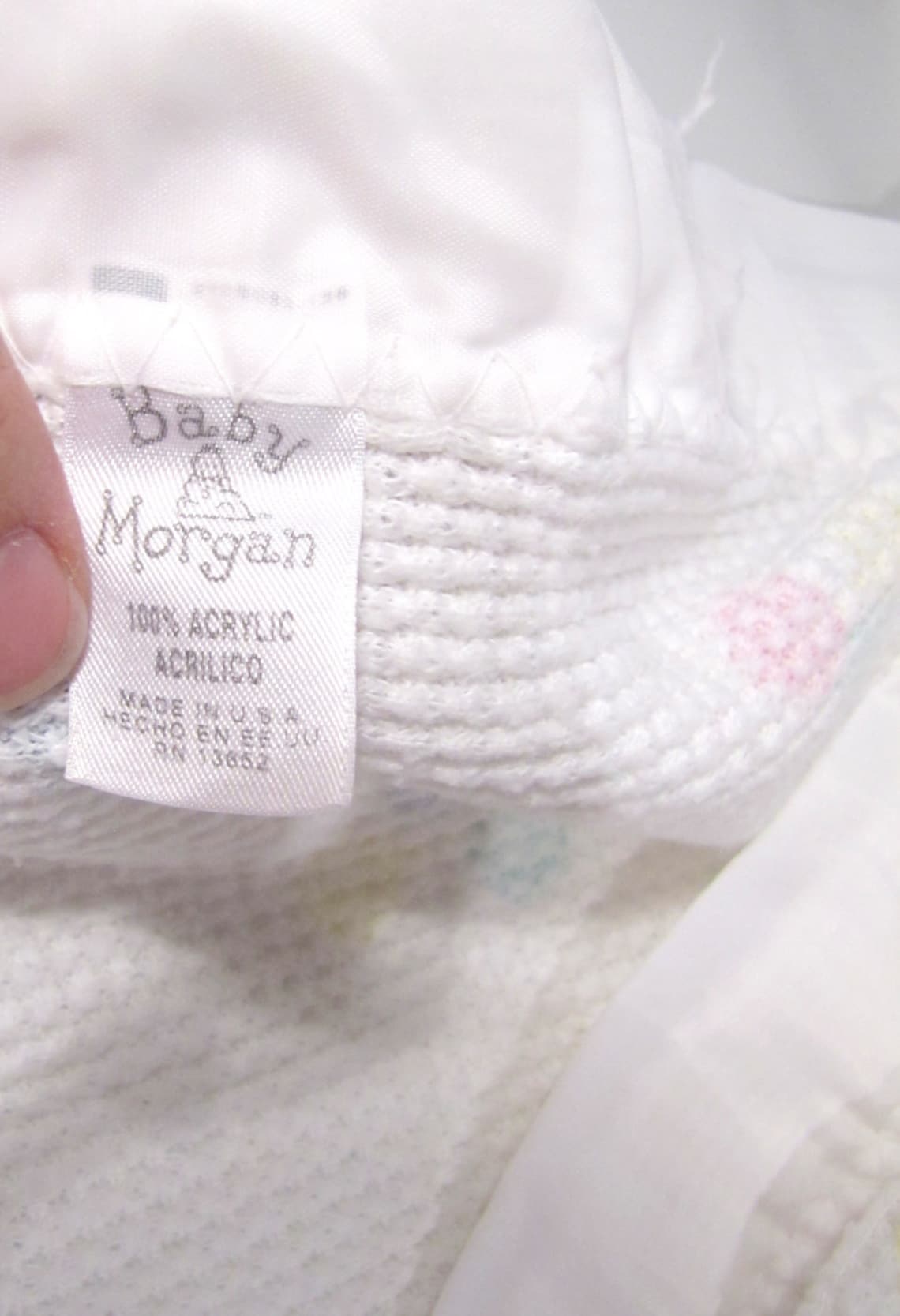 Vintage BABY Blanket White Acrylic with Baloons Etsy