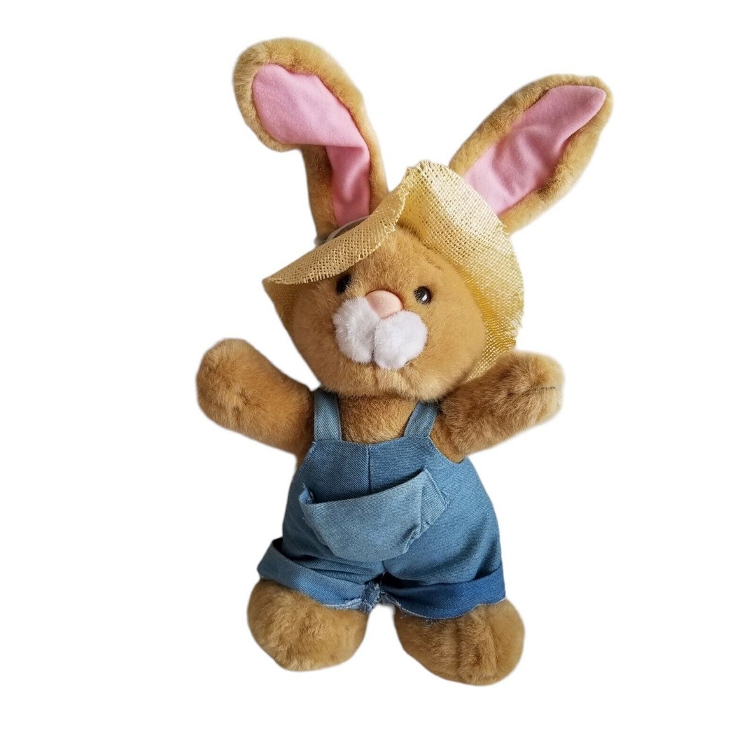 Vintage Applause Stuffed Bunny Rabbit Plush Overalls Hat Chauncey ...