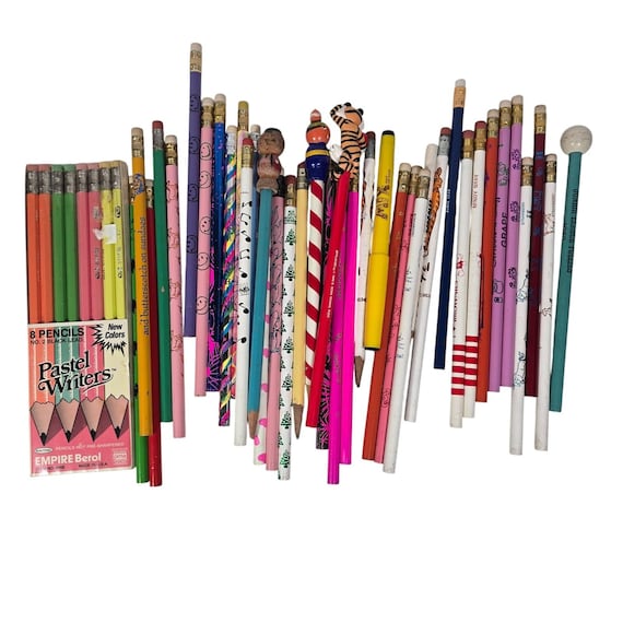 Vintage Pencil Collection Lot 46 Novelty Pencils 1 Pen 80s 90s