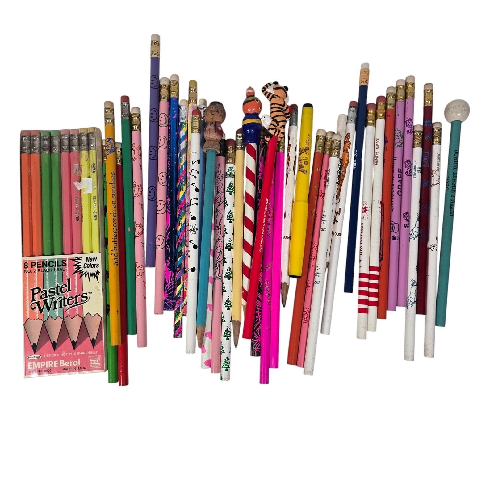 Vintage Pencil Collection Lot 46 Novelty Pencils 1 Pen 80s 90s